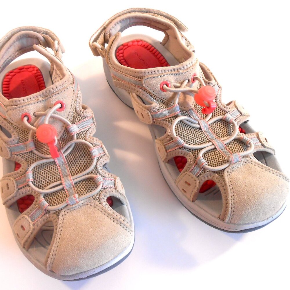 Lands' End Water Sandals Women's 7/ Closed Toe/ Pink & Tan/ Excellent Condition